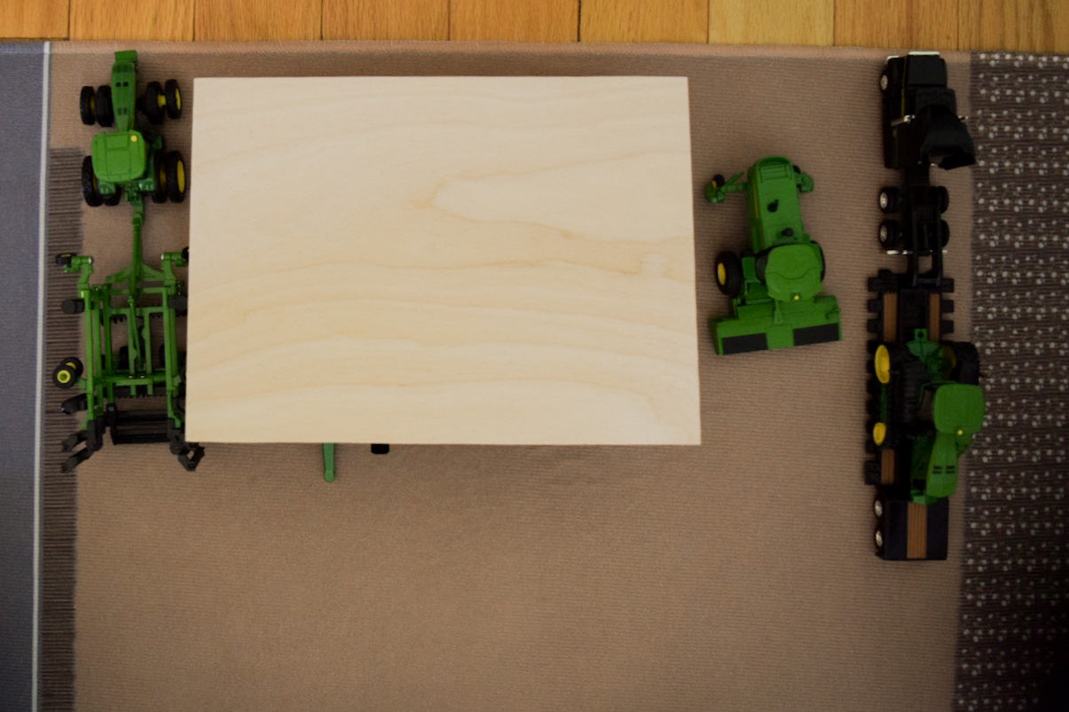 Top View of Farm Equipment Shed on Farm Rug